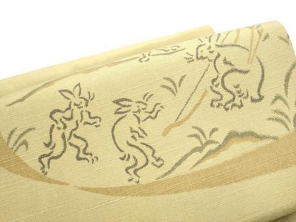 平和屋着物●つけ帯　紬地　鳥獣戯画　健勝苑扱い　正絹　逸品　CABF5304hy