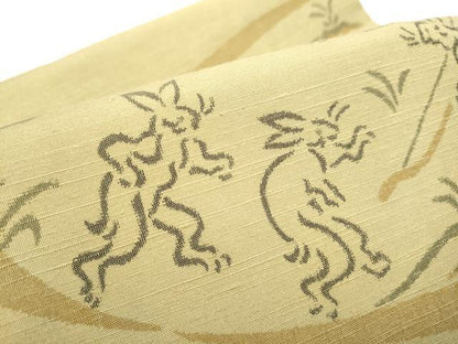 平和屋着物●つけ帯　紬地　鳥獣戯画　健勝苑扱い　正絹　逸品　CABF5304hy