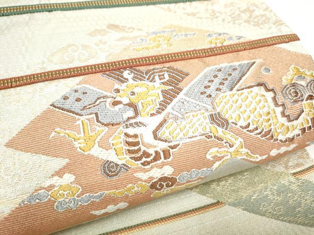 平和屋着物○六通柄袋帯 龍 花唐草文 金糸 正絹 逸品 CABF5307hy