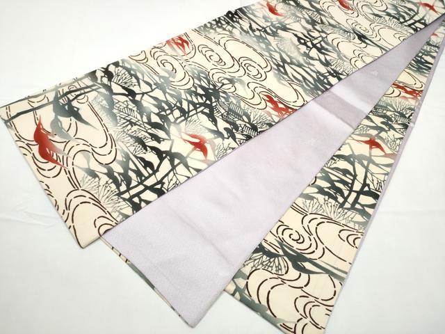 平和屋着物●全通柄袋帯　型染め　流水風景文　正絹　逸品　CABF5308hy