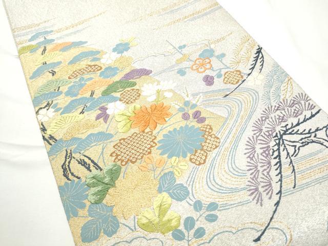 平和屋着物●太鼓柄袋帯　唐織　綴れ　龍松竹梅花文　金糸　正絹　逸品　CABF5309hy