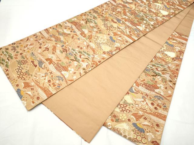 平和屋着物●六通柄袋帯　唐織　貝合わせ宝尽くし花文　金糸　正絹　逸品　CABF5324hy