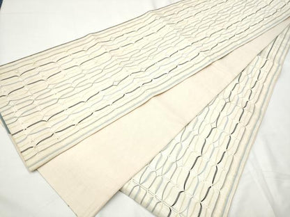 平和屋着物●両面　六通柄袋帯　もじり織　幾何学文様　金糸　正絹　逸品　CABF5327hy
