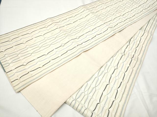 平和屋着物●両面　六通柄袋帯　もじり織　幾何学文様　金糸　正絹　逸品　CABF5327hy