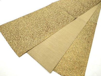平和屋着物●全通柄袋帯　泥染め　霞文　金糸　正絹　逸品　CABF5329hy