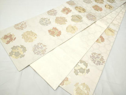 平和屋着物●六通柄袋帯　慶祝　花丸文　金糸　正絹　逸品　CABF5330hy