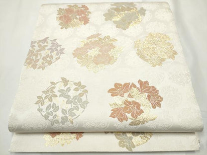 平和屋着物●六通柄袋帯　慶祝　花丸文　金糸　正絹　逸品　CABF5330hy