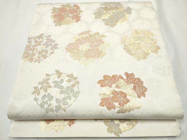 平和屋着物●六通柄袋帯　慶祝　花丸文　金糸　正絹　逸品　CABF5330hy