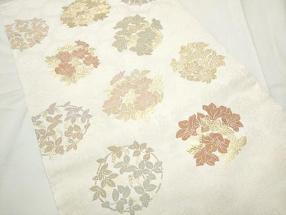 平和屋着物●六通柄袋帯　慶祝　花丸文　金糸　正絹　逸品　CABF5330hy