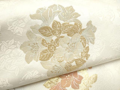 平和屋着物●六通柄袋帯　慶祝　花丸文　金糸　正絹　逸品　CABF5330hy