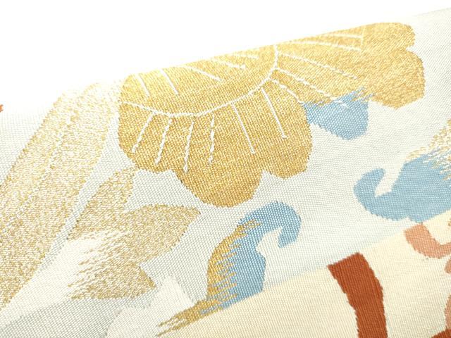 平和屋着物●爪掻き本綴れ　太鼓柄袋帯　幾何学花文　金糸　正絹　逸品　CABF5332hy
