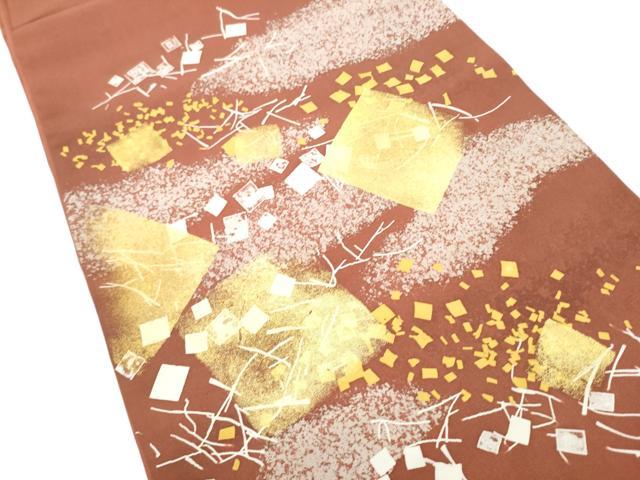 平和屋着物●塩瀬　太鼓柄袋帯　箔散らし　金彩　正絹　逸品　CABF5333hy