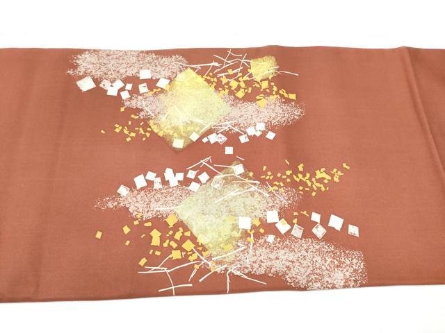 平和屋着物○塩瀬 太鼓柄袋帯 箔散らし 金彩 正絹 逸品 CABF5333hy