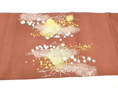 平和屋着物●塩瀬　太鼓柄袋帯　箔散らし　金彩　正絹　逸品　CABF5333hy
