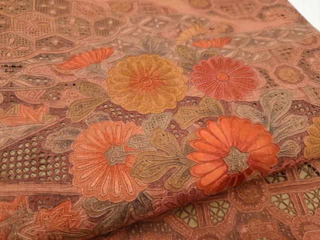 平和屋着物○中国三大刺繍 スワトウ相良刺繍 総刺繍 太鼓柄袋帯