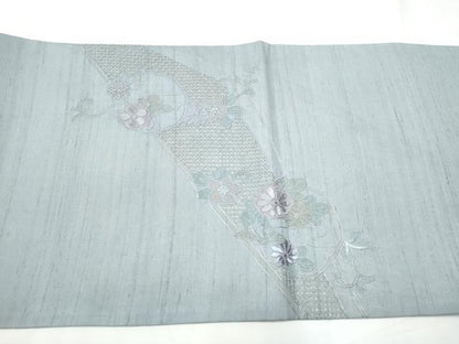 平和屋着物●中国三大刺繍　スワトウ相良刺繍　蘇州刺繍　総刺繍　太鼓柄袋帯　紬地　鴛鴦花文　正絹　逸品　CABF5341hy