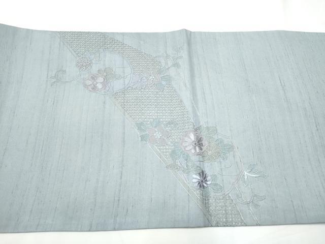 平和屋着物●中国三大刺繍　スワトウ相良刺繍　蘇州刺繍　総刺繍　太鼓柄袋帯　紬地　鴛鴦花文　正絹　逸品　CABF5341hy