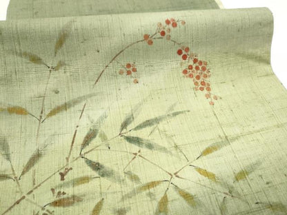 平和屋着物●太鼓柄袋帯　作家物　手描き　生紬　南天文　正絹　逸品　CABF5342hy