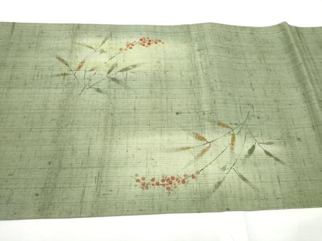 平和屋着物●太鼓柄袋帯　作家物　手描き　生紬　南天文　正絹　逸品　CABF5342hy