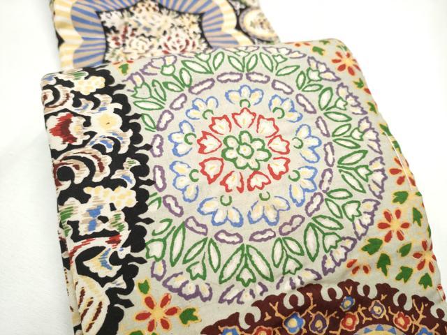 平和屋着物●アンテイーク　大正ロマン　半幅帯　絵皿花鳥文　正絹　逸品　CABF5349hy