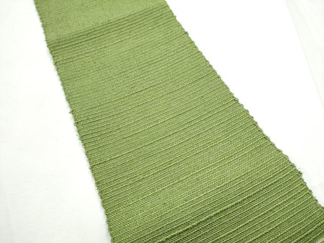 平和屋着物●信州紬　半幅帯　色無地　松葉色　正絹　逸品　CABF5351hy