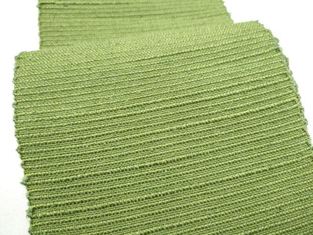 平和屋着物●信州紬　半幅帯　色無地　松葉色　正絹　逸品　CABF5351hy
