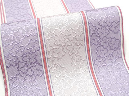 平和屋着物●本場筑前博多織　半幅帯　舞桜間道　正絹　逸品　CABF5357hy