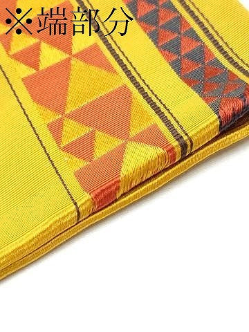 平和屋着物●本場筑前博多織　半幅帯　幾何学間道　正絹　逸品　CABF5358hy