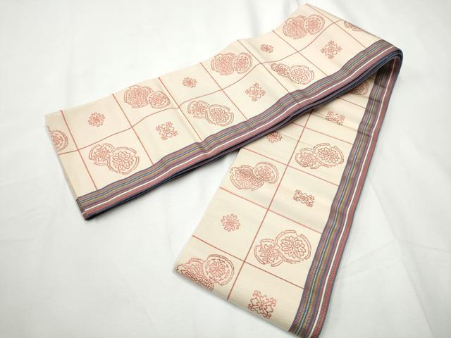 平和屋着物●本場筑前博多織　両面　半幅帯　舞花間道　正絹　逸品　CABF5360hy
