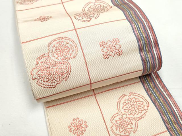 平和屋着物●本場筑前博多織　両面　半幅帯　舞花間道　正絹　逸品　CABF5360hy 平和屋着物○本場筑前博多織 両面 半幅帯 舞花間道 正絹 逸品 CABF5360hy