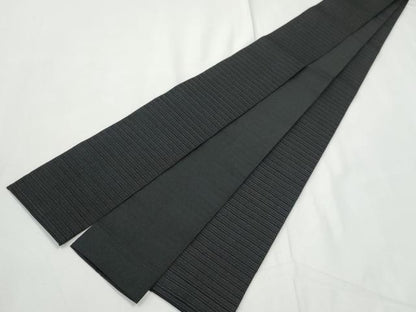 平和屋着物●男性　角帯　横段文　色無地　黒色　CABF5369hy