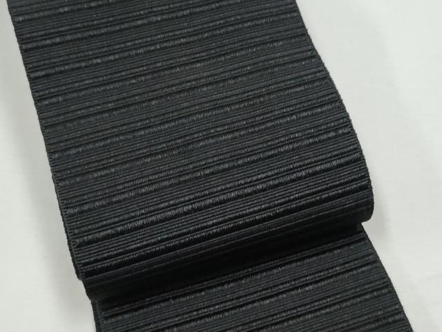 平和屋着物●男性　角帯　横段文　色無地　黒色　CABF5369hy