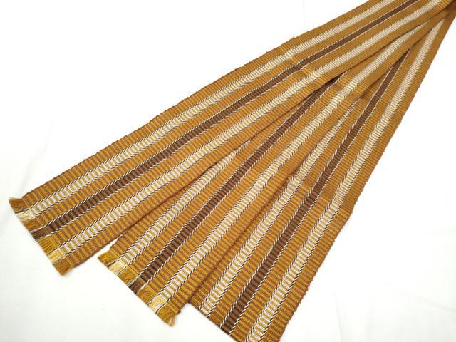 平和屋着物●男性　本場黄八丈　紬　角帯　縞　正絹　逸品　CABF5376hy