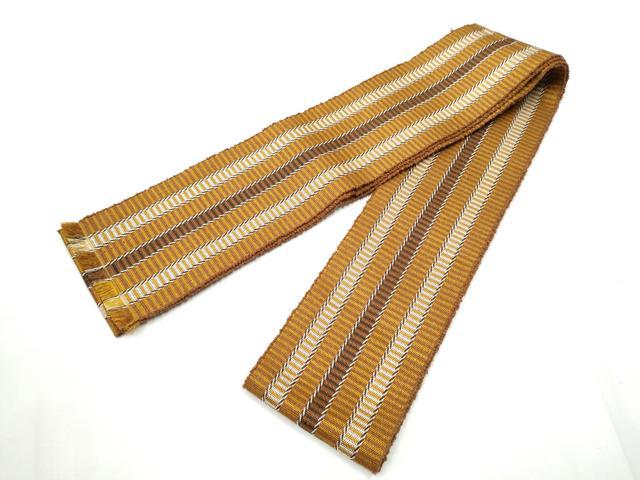 平和屋着物●男性　本場黄八丈　紬　角帯　縞　正絹　逸品　CABF5376hy
