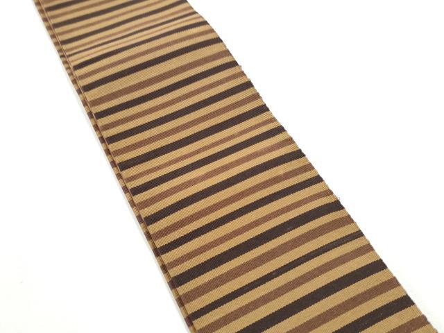 平和屋着物●男性　爪掻き本綴れ　両面　角帯　横段文　正絹　逸品　CABF5382hy