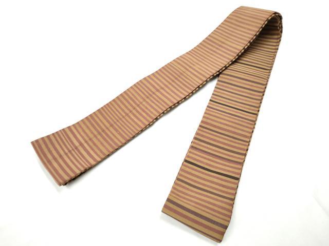 平和屋着物●男性　爪掻き本綴れ　両面　角帯　横段文　正絹　逸品　CABF5382hy