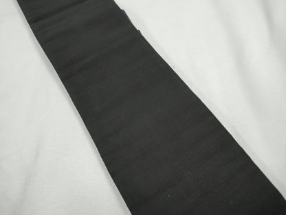 平和屋着物●男性　本場筑前博多織　両面　角帯　色無地　黒色×黒紅色　正絹　逸品　CABF5383hy