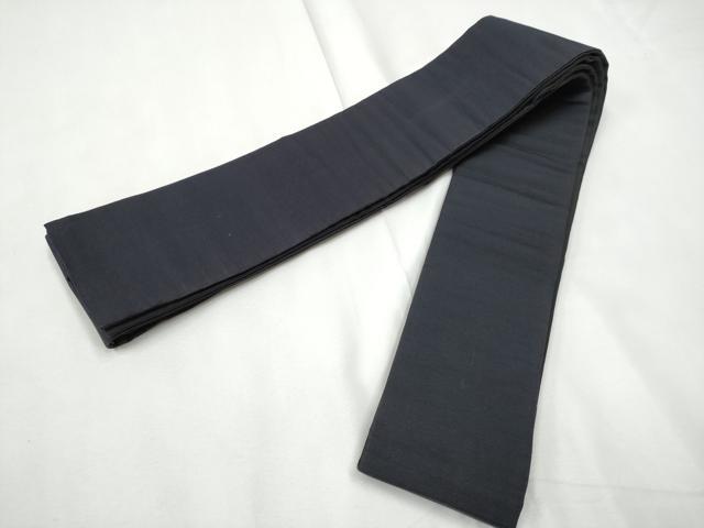 平和屋着物●男性　本場筑前博多織　両面　角帯　色無地　黒色×黒紅色　正絹　逸品　CABF5383hy