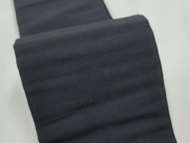 平和屋着物●男性　本場筑前博多織　両面　角帯　色無地　黒色×黒紅色　正絹　逸品　CABF5383hy