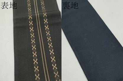 平和屋着物●男性　本場筑前博多織　角幾何学文様帯　正絹　逸品　CABF5410hy
