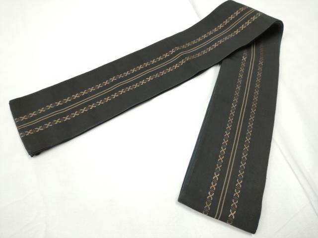 平和屋着物●男性　本場筑前博多織　角幾何学文様帯　正絹　逸品　CABF5410hy