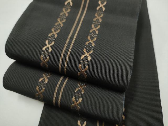 平和屋着物●男性　本場筑前博多織　角幾何学文様帯　正絹　逸品　CABF5410hy