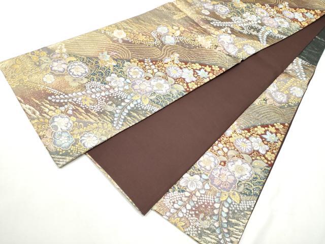 平和屋本店▼六通柄袋帯　猿蟹合戦　辻が花　本金箔　やまと誂製　正絹　24ｋ　逸品　CABF5509hy
