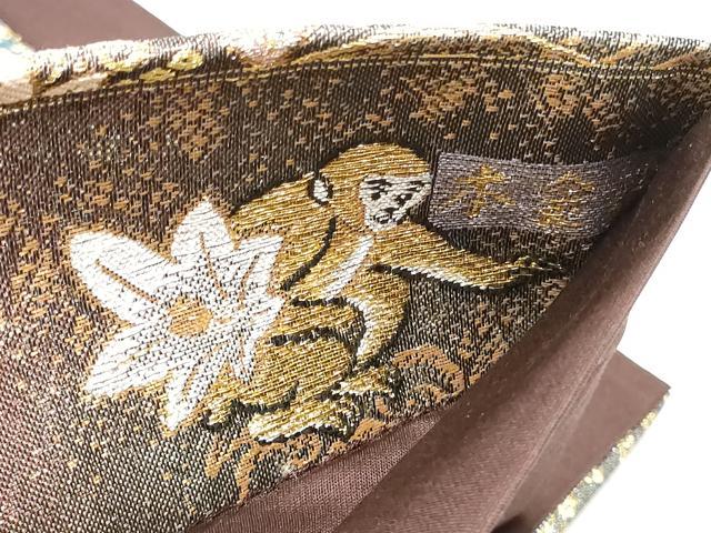 平和屋本店▼六通柄袋帯　猿蟹合戦　辻が花　本金箔　やまと誂製　正絹　24ｋ　逸品　CABF5509hy