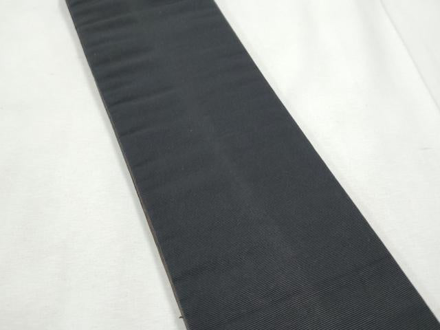 平和屋着物●男性　本場筑前博多織　両面　角帯　色無地　鉄黒色×紫黒色　正絹　逸品　CABF5526hy