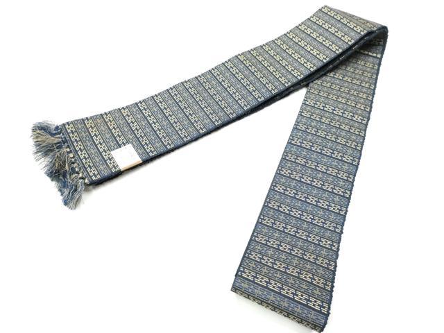 平和屋着物●男性　両面　角帯　横段文　正絹　逸品　CABF5527hy