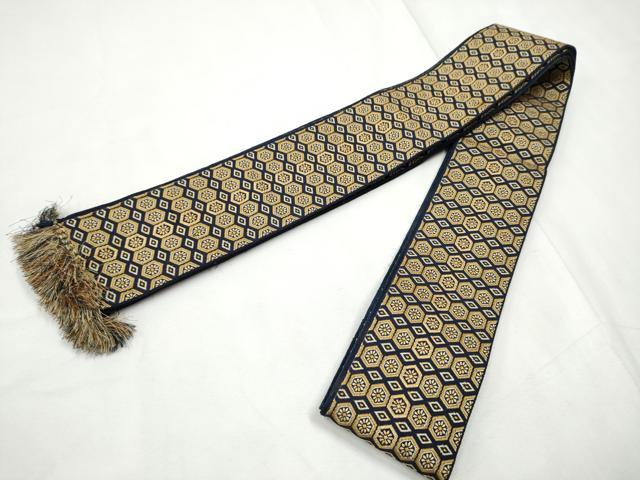 平和屋着物●男性　本場筑前博多織　角帯　亀甲花文　正絹　逸品　CABF5550hy