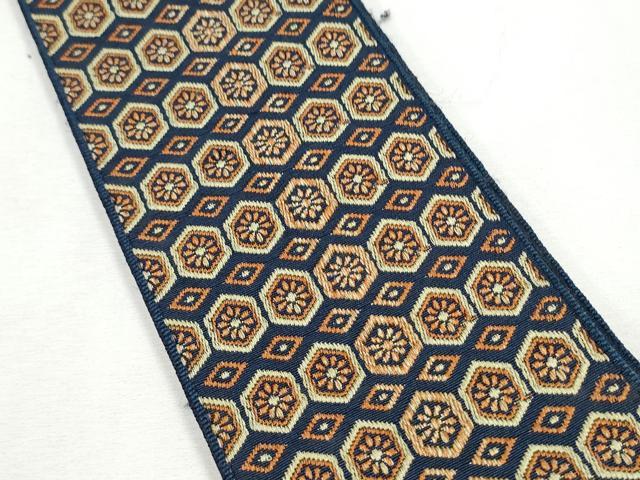 平和屋着物●男性　本場筑前博多織　角帯　亀甲花文　正絹　逸品　CABF5550hy