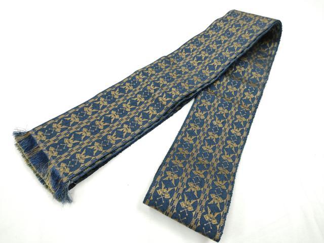 平和屋着物●男性　本場筑前博多織　両面　角帯　兜　正絹　逸品　CABF5579hy