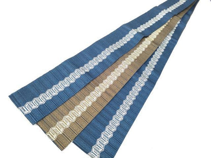 平和屋着物●男性　本場筑前博多織　両面　角帯　幾何学間道　正絹　逸品　CABF5580hy